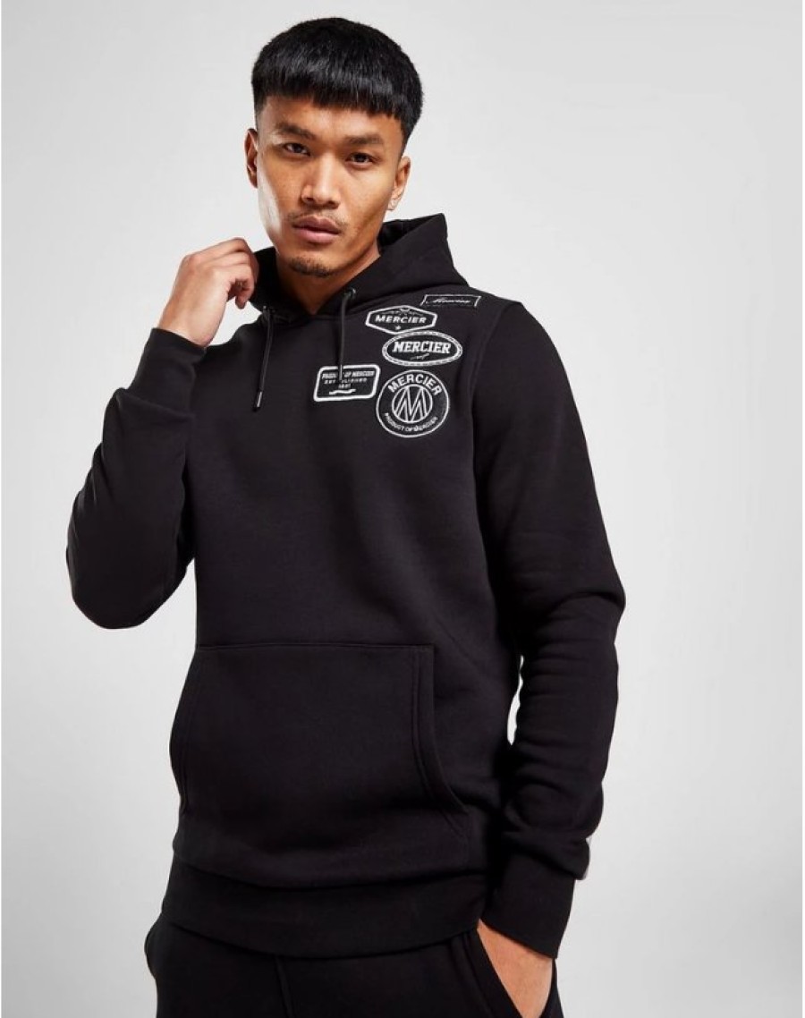 Menswear Mercier | Black Mono Badge Hoodie