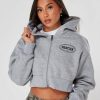 Womenswear Mercier | Womens Grey Marl Mercier Maison Cropped Hoodie