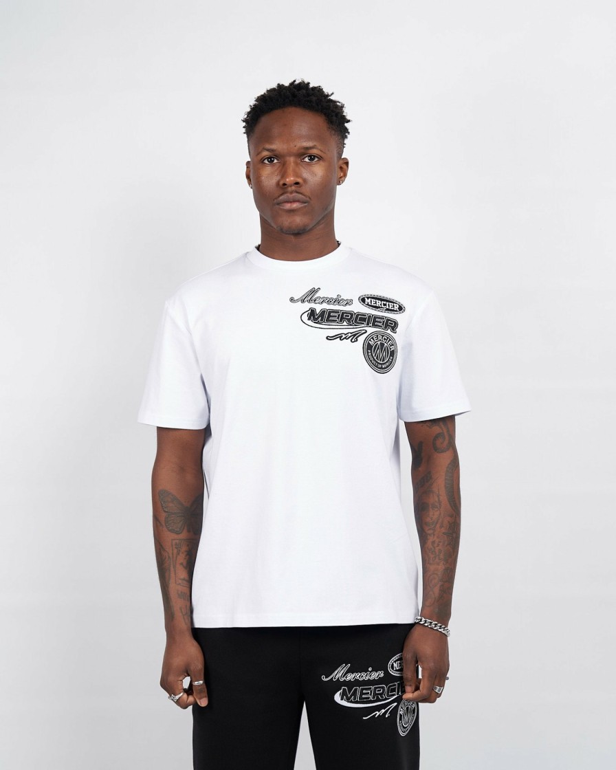 Menswear Mercier | White Racer Badge Tshirt