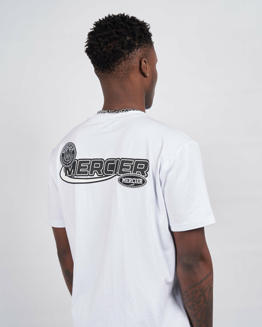 Menswear Mercier | White Racer Badge Tshirt