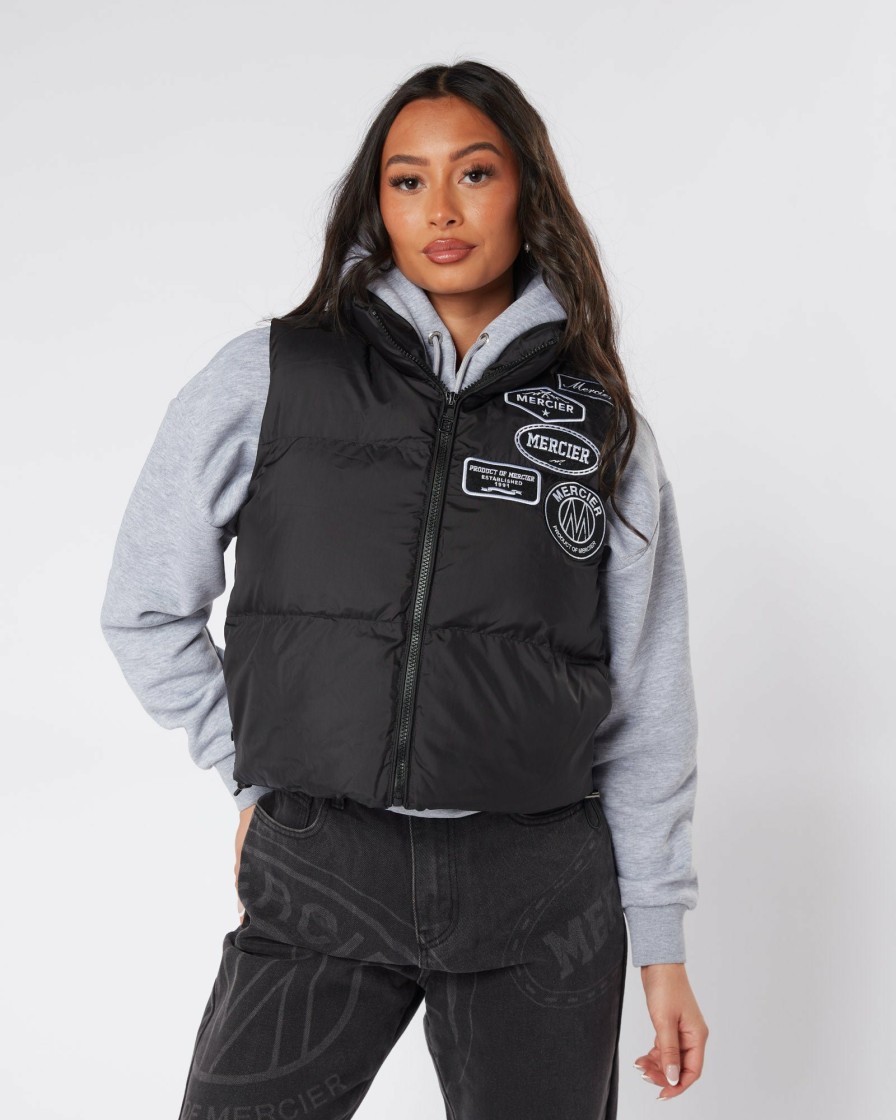 Womenswear Mercier | Womens Black Mono Badge Gilet