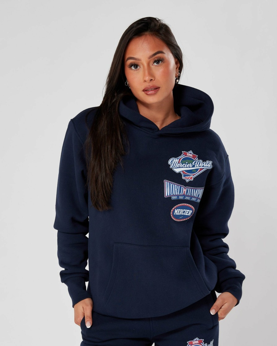 Womenswear Mercier | Womens Navy Mercier World Hoodie