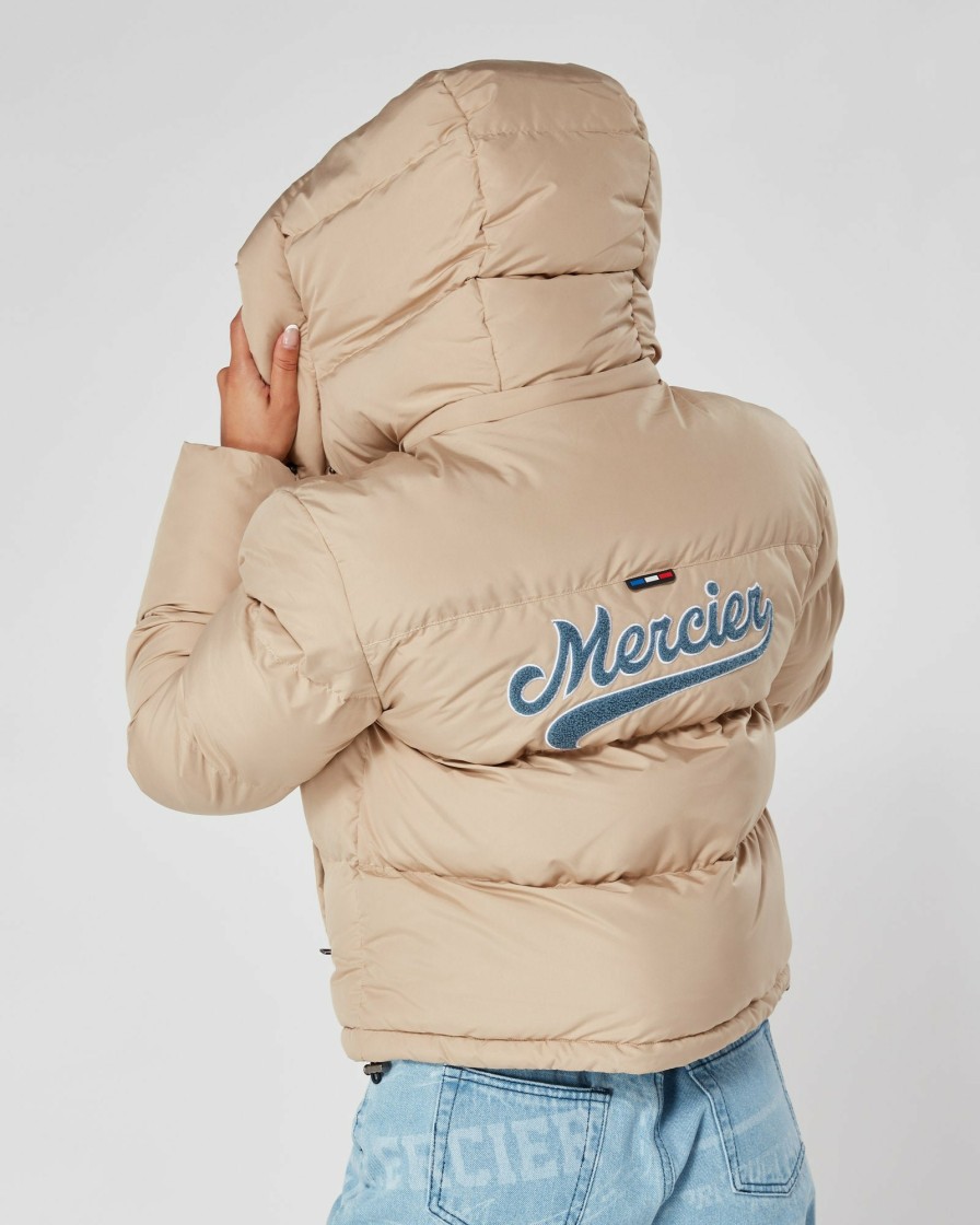 Womenswear Mercier | Womens Beige Baseball Cropped Puffer Jacket