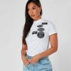 Womenswear Mercier | White Womens Mono Fitted Badge Tshirt